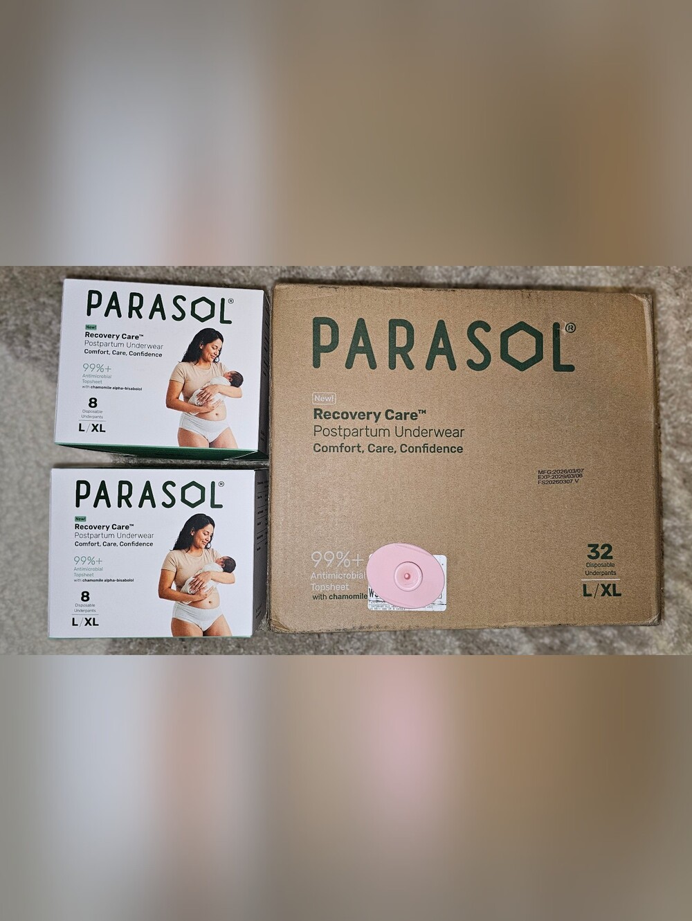 Parasol Recovery Care Postpartum Underwear - L/XL - White